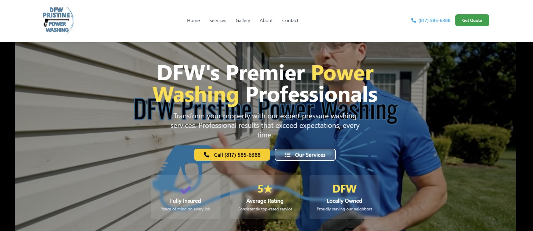DFW Pristine Power Washing website
