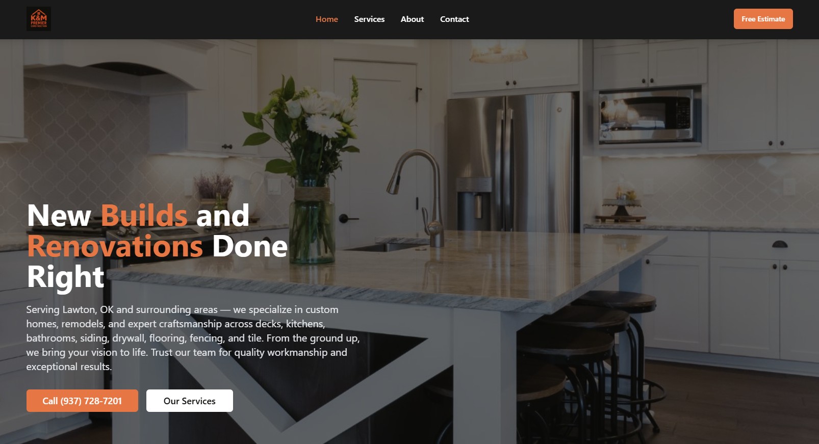 KM Premier Construction website